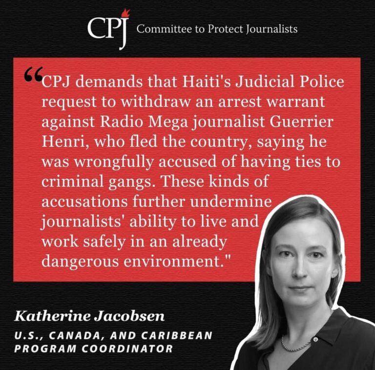 Le CPJ exige le retrait de l’avis de recherche&nbsp; visant le journaliste Guerrier Henri
