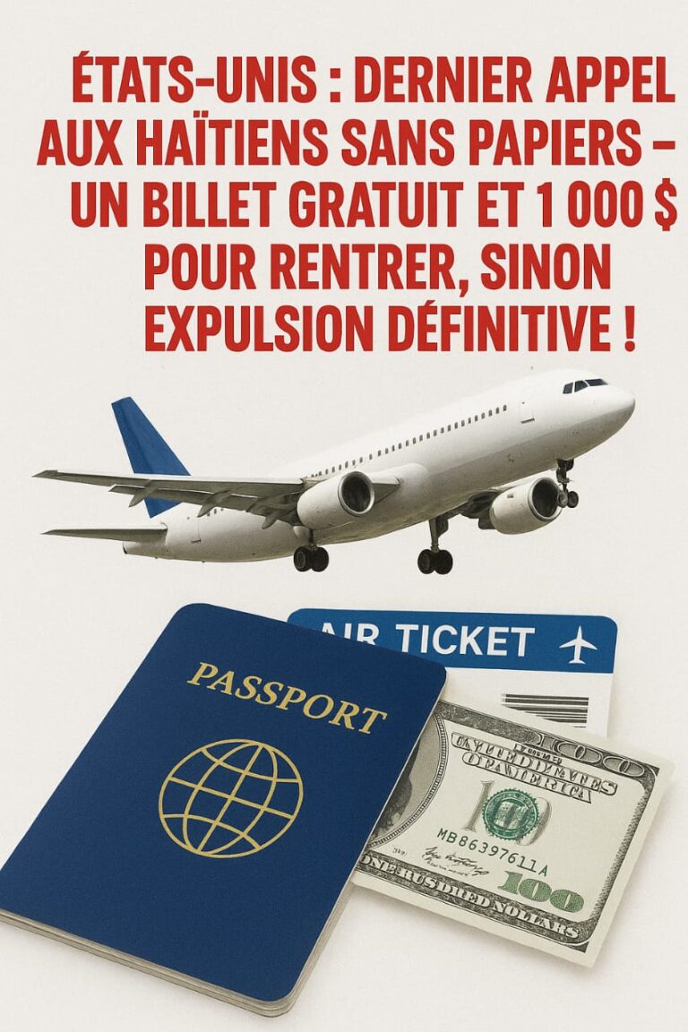 États-Unis : Dernier appel aux Haïtiens sans papiers – un billet gratuit et 1 000 $ pour rentrer, sinon expulsion définitive !